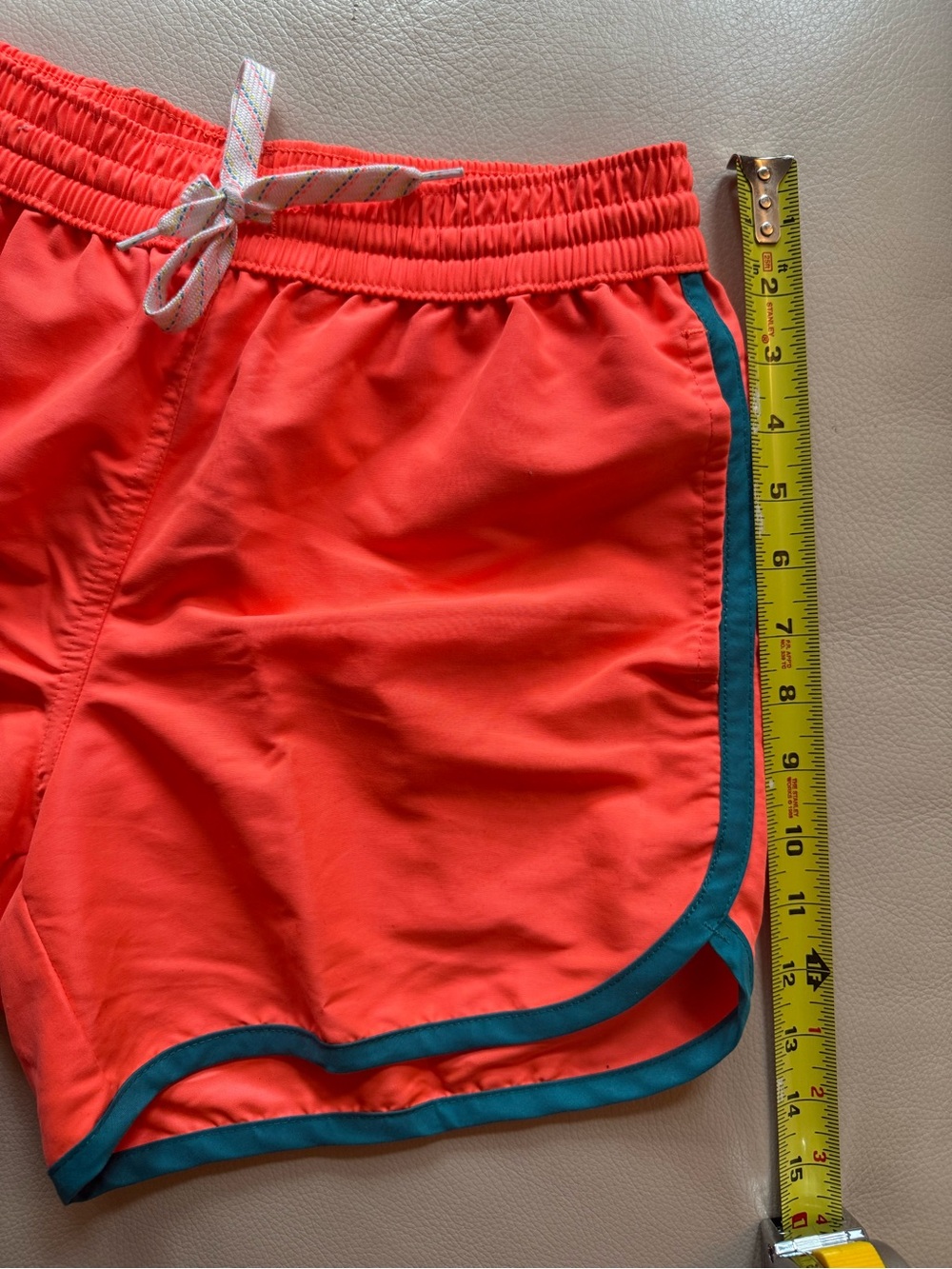 chubbies Neon Coral Swim Trunks with Teal Trim - Picture 4 of 4